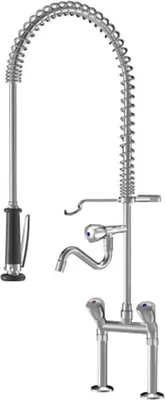 Produktbild von Gastro-Küchenarmatur mit Geschirrwaschbrause und 180° Schwenkauslauf | Messing