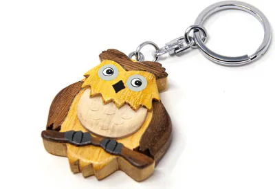 Image de Porte-clés en bois - hibou