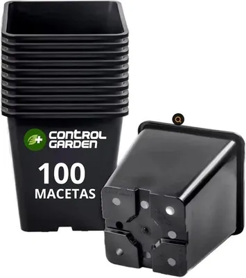 Imagen del producto de 100 macetas de plástico para plantas, de 8 x 8 x 7 cm. Ideales para flores, esquejes y semillas, aptas para uso en interiores y exteriores