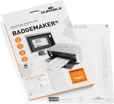 Produktbild von DURABLE Einsteckschilder BADGEMAKER® 61x210 mm 20 St. weiß 146002