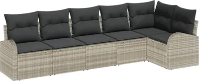 Obrázek produktu pro Sada zahradních pohovek 6 pcs Světle šedá Poly ratan