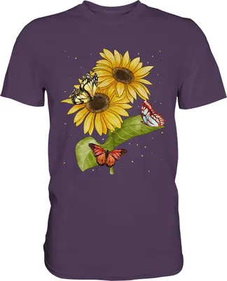Produktbild von Schmetterlinge Sonnenblumen T-Shirt Garten Geschenk Gärtner – Urban Purple / 3XL