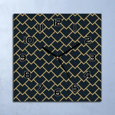 Produktbild von Wanduhr Echt-Glas-Küchenuhr Geometrisches Muster Quarz 30x30 Deko Bilder