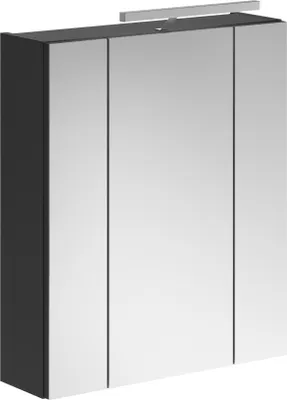 Produktbild von Badezimmerspiegelschrank >Linus< in Schwarz / Spiegelglas - 60x70x18cm (BxHxT)