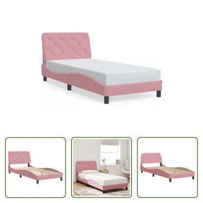 Produktbild von The Living Store Bettgestell mit Kopfteil Rosa 90x190 cm Samt