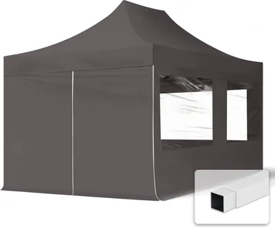 Produktbild von TOOLPORT 3x4,5m Stahl Faltpavillon, inkl. 4 Seitenteile, dunkelgrau