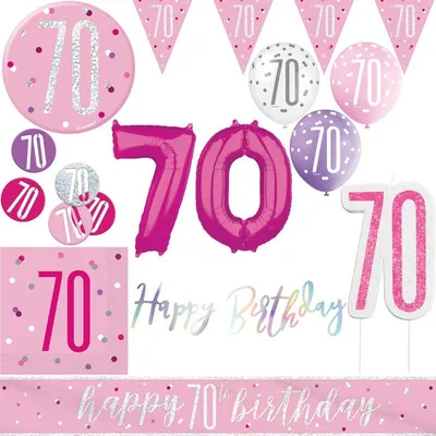 Produktbild von 70. Geburtstag Deko pink silber Party Dekoration Set Geburtstagsdeko Jubiläum