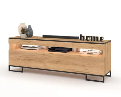 Produktbild von Modern TV-Lowboard Fernsehschrank PLAY STEHEND Mit LED Craft Eiche mit schwarzem Rand/Craft Eiche 120cm