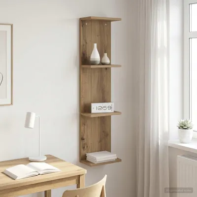 Image de Maison Exclusive - Étagère murale "Artisan" en chêne, 25 x 15 x 100 cm, matériau composite bois