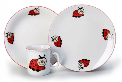 Produktbild von Thun 1794 Marienkäfer, Kinderset, Tschechisches Porzellan, Thun, 3 Stück