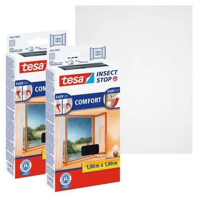 Produktbild von tesa INSECT STOP Klett Fliegengitter Premium - 2x 100 cm x 100 cm Anthrazit