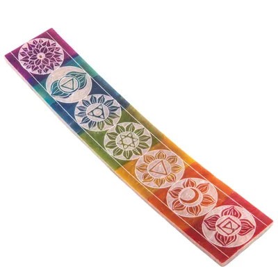 Immagine prodotto di Porta bastoncini d'incenso - Pietra ollare colorata dei chakra