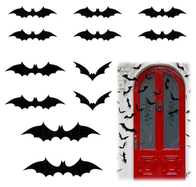 12 3D-Fledermaus-Wandaufkleber, Halloween-Deko, DIY