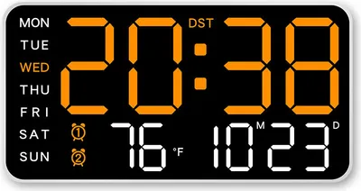 Produktbild von LED-Digital-Wanduhr, Temperatur, Datum, Woche, Schlummerfunktion, Doppelalarm, Helligkeitseinstellung, Sprachsteuerung, Schlafzimmerdekoration