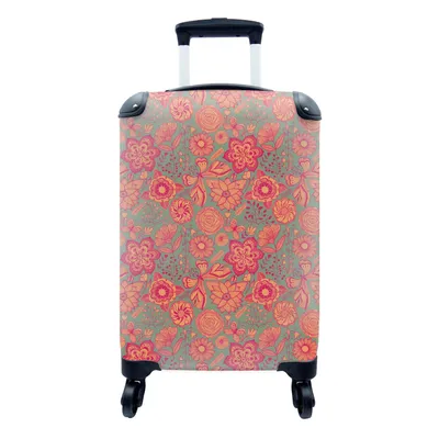 Produktbild von MuchoWow® Koffer Handgepäck Trolley Rollkoffer Kleine Reisekoffer mit 4 Rollen - Schmetterlinge - Muster - Frühling - Bohème - Cabin Size < 55x40x23 cm & 55x40x20 cm - Fotokoffer - Kabinenkoffer - Boardgepäck - Reise-Box - Reisekoffer - Reisegepäck - Koffer mit Bild - Trolley für Kinder