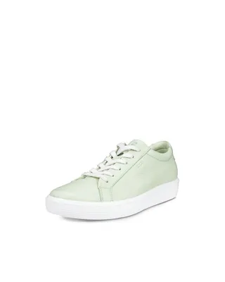 A single light green Ecco sneaker with white laces and a white sole is shown against a white background.
