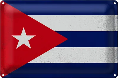 Produktbild von Blechschild Flagge Kuba 40x30cm Flag of Cuba Vintage