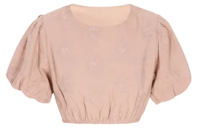 Produktbild von Damen Bluse in Sand, Größe XL, mit lockerer Passform und floralen Stickereien