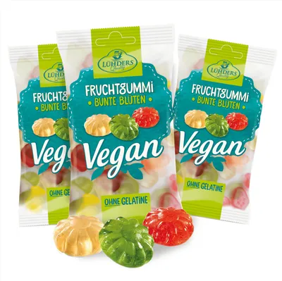 Produktbild von LÜHDERS - Bunte Blüten Fruchtgummi, vegan (3er Set)