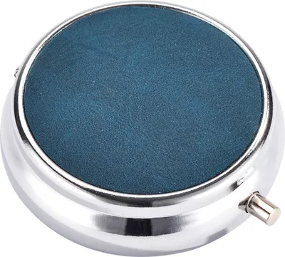 Produktbild von Taschen ASCHENBECHER "Leder" Ø5cm mit Deckel aus Metall rund mini mit Ablagefläche Taschenaschenbecher Reise Outdoor Reiseaschenbecher 72 (Blau)