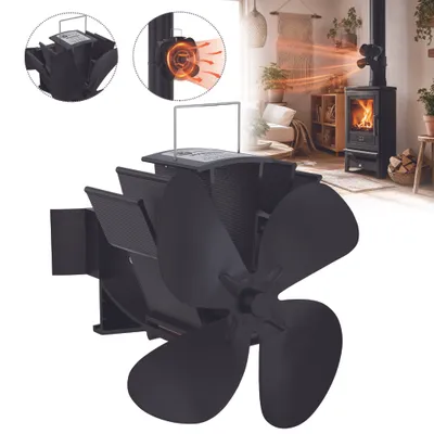 Produktbild von NAIZY Kaminventilator wärmebetrieben ohne Strom, Ofenventilator und Ofenlüfter für Holzofen und Gasofen, Schwarz