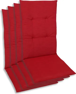 Produktbild von GO-DE Textil, Sesselauflage Mittellehner, 4er Set, Farbe: rot, Maße: 108 cm x 48 cm x 5 cm, Rueckenhoehe: 60 cm
