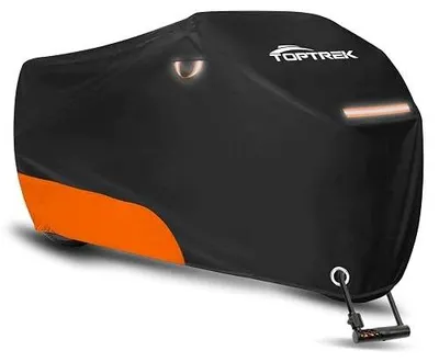 Zdjęcie produktu dla Plandeka na motocykl XXL wodoszczelna oxford 210D odblaski 245X105X125
