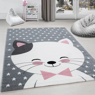 Produktbild von Teppich mit süßem Design - ein schönes Motiv für kleine Entdecker, Größe: 120 cm Rund, Farbe: Rosa-7