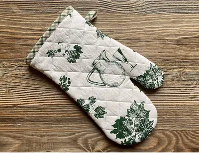 Immagine prodotto di Guanto da forno ELENI uva da vino a scacchi verde 17x33 cm