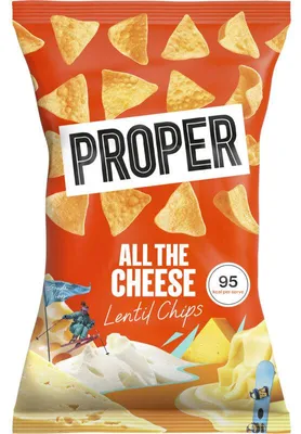 Obrázek produktu pro Proper All The Cheese Lentil Chips 85 g – křupavé sýrové lupínky bohaté na bílkoviny