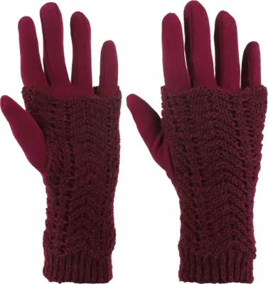 Imagen del producto de Guantes de punto de cinco dedos para mujer MORAJ, con detalles de rayas cálidas, ideales para los días fríos
