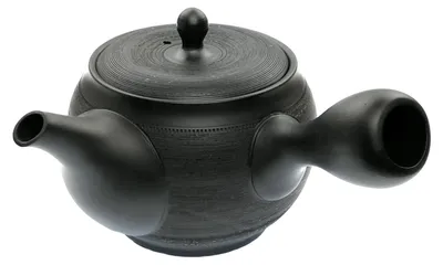 Japanische Kyusu-Teekanne, schwarz, Keramik, 350 ml, mit Filter