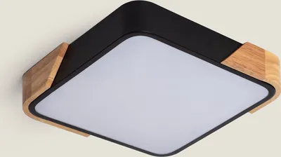 Produktbild von LED Deckenleuchte 18W Eckig Holz und Aluminium 325x325 mm CCT Wählbar Semi-Dari Schwarz