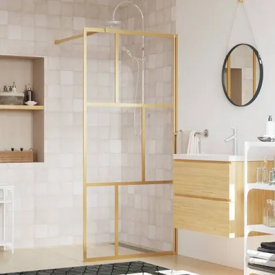 Produktbild von "im Angebot" Duschwand für Begehbare Dusche mit ESG Klarglas Golden 90x195cm - Duschabtrennungen CC1171
