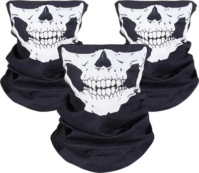 Produktbild von 3 Stück Motorrad Totenkopf Maske, Sturmmaske, Skull Skelett Maske für Motorrad Fahrrad Ski Halloween, Weiß