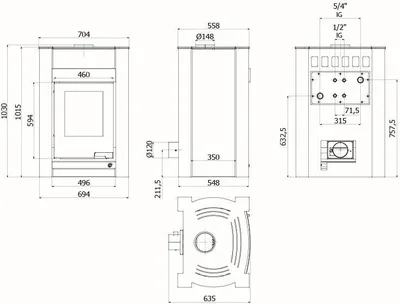 Image de HS FLAMINGO poêle-cheminée AQUAFLAM VARIO KALMAR 11/7 kW - brun - contrôle électronique