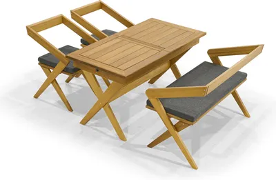 Produktbild von Dunkelbraune Gartenmöbel Designer Polstermöbel 2x Stühle Sitzbank 4tlg