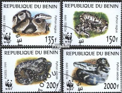 Produktbild von Briefmarken Benin 1999 Mi 1159-1162 (kompl.Ausg.) gestempelt Naturschutz: Pythonschlangen