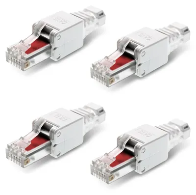 Produktbild von NEXMEX 4x Netzwerkstecker Cat6 RJ45 Stecker Netzwerk Werkzeuglose Montage Cat6a