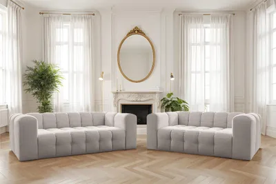 Produktbild von Sofaset Designersofa SOLVIE 2-3 in Stoff Moly Creme