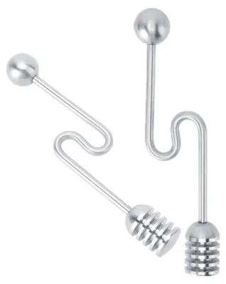 2 Honiglöffel aus Edelstahl, gebogener Rührstab, 16 cm