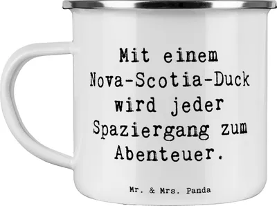 Produktbild von Mr. & Mrs. Panda Teetasse Spruch Nova Scotia Duck Abenteuer - Weiß - Geschenk, Teebecher, Pott, Motivtasse, Nova-Scotia-Duck, Hunderassen, Freude, Hunderasse, intelligent
