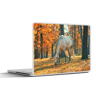 Produktbild von MuchoWow® Laptop Aufkleber Sticker Cover Pferd - Herbst - Wald 32.5x23.5 cm - Sticker für Laptop - Selbstklebend