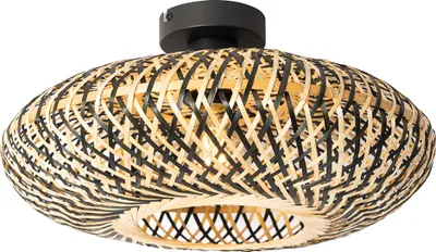 Produktbild von QAZQA - Orientalisch Orientalische Deckenlampe schwarzer Bambus 40 cm - Ostrava I Wohnzimmer I Schlafzimmer - Bamboo Rund - LED geeignet E27