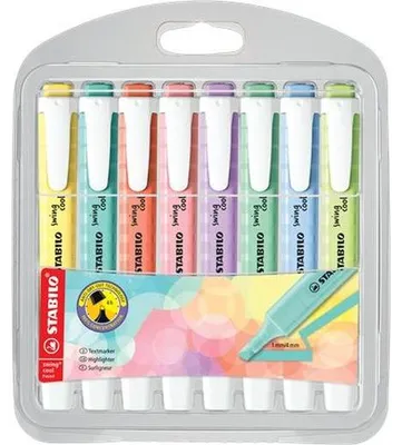 Obrázok produktu pre Zvýrazňovač, sada, 1-4 mm, STABILO "Swing Cool Pastel", 8 rôznych farieb