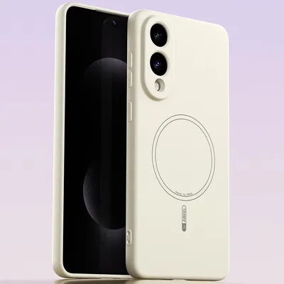 Produktbild von Magnetische Handyhülle für Samsung Galaxy S25 Edge, MagSafe kompatible, Flüssig Silikon Stoßfest Kratzfest Hülle Beige