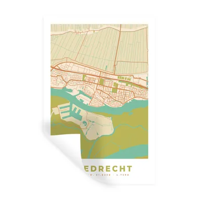 Obrázok produktu pre MuchoWow® Nálepka na stenu - Mapa - Sliedrecht - 20x30cm - Samolepiaca a polohovateľná