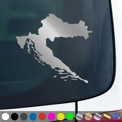 Produktbild von PantherPixel Kroatien Aufkleber Karte Umriss Croatia Hrvatska Sticker Auto Geschenkidee Farbe Silber