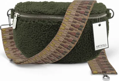 Produktbild von ARTVALL - Umhängetasche Teddy, Klein mit verstellbarem Schultergurt, abnehmbares Taschenband, Crossbody Bag in dunkelgrün