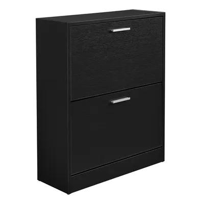 Produktbild von In And OutdoorMatch Schuhschrank Jason - Mit 2 Falttüren und 4 Fächern - 63 x 24 x 81 cm - Schwarz - Holz - Modernes Design